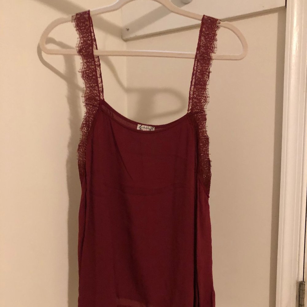 Intimately by Free People Burgundy Tank Top with Lace Straps Size S